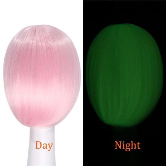 Glow in the Dark Pink Bob Wig with Bangs main image 4